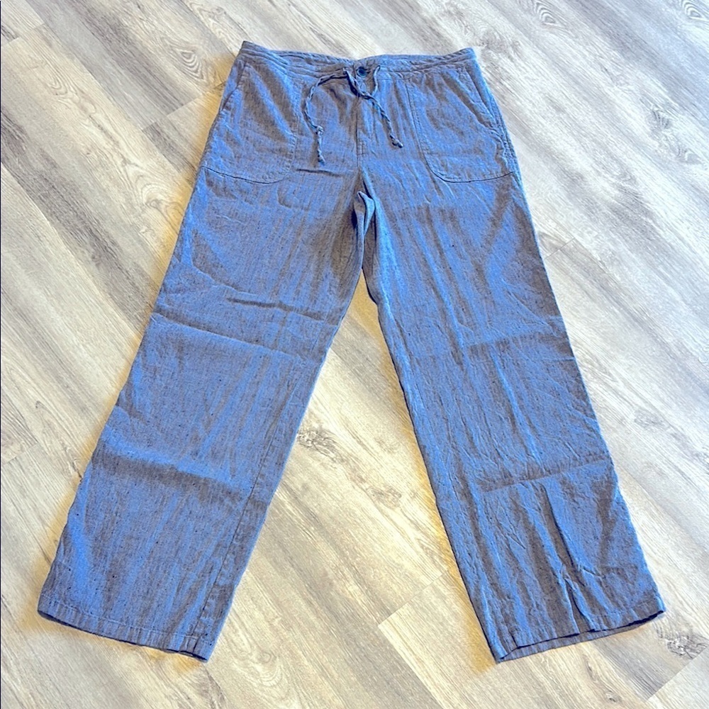 Pendleton‎ Blue Woolen Linen Blend Wide Leg Pants High Rise Lightweight Trousers
